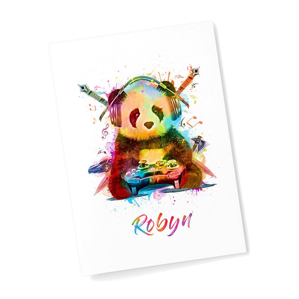 Personalised Watercolour Panda Gaming Print Wall Art - Shop Personalised Gifts