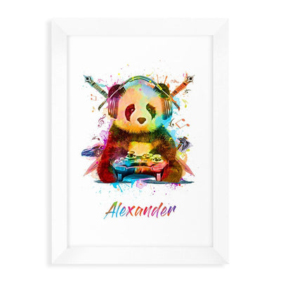 Personalised Watercolour Panda Gaming Print Wall Art - Shop Personalised Gifts