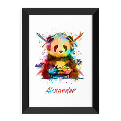 Personalised Watercolour Panda Gaming Print Wall Art - Shop Personalised Gifts