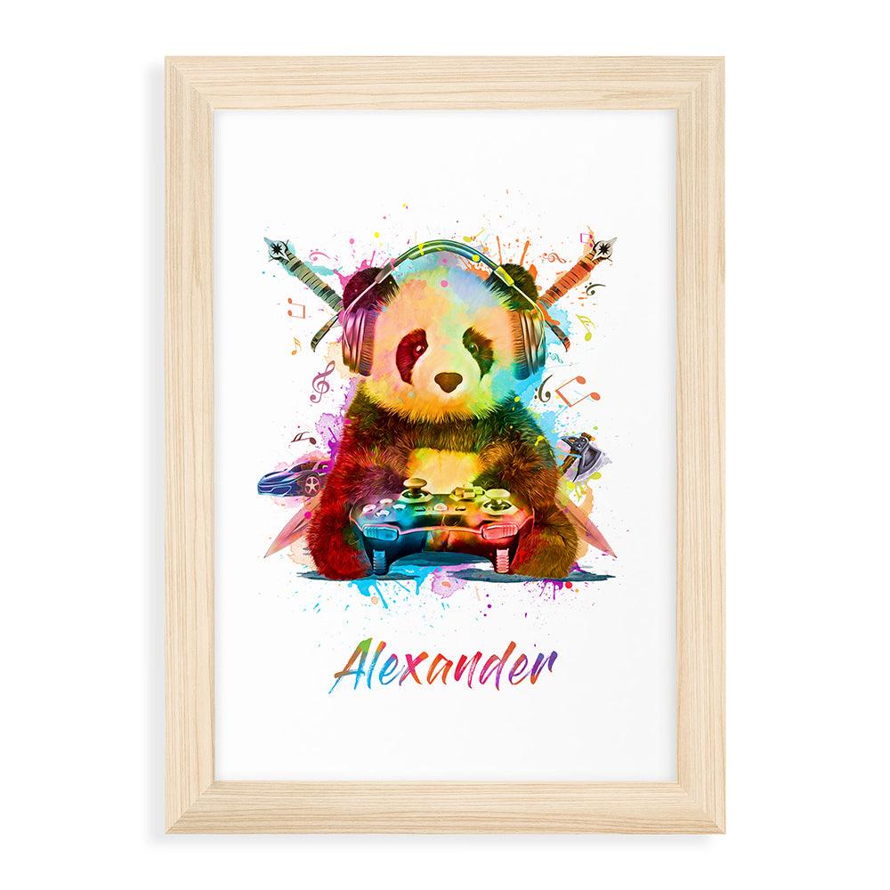 Personalised Watercolour Panda Gaming Print Wall Art - Shop Personalised Gifts