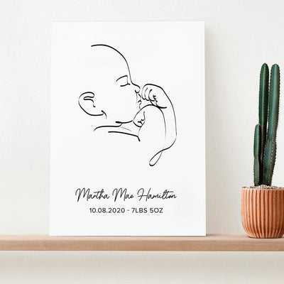 Personalised Line Art Relaxed Baby Print Wall Art - Shop Personalised Gifts