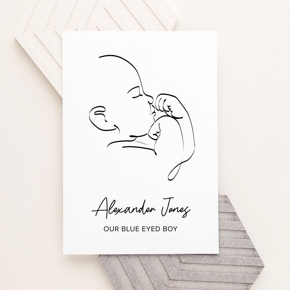 Personalised Line Art Relaxed Baby Print Wall Art - Shop Personalised Gifts