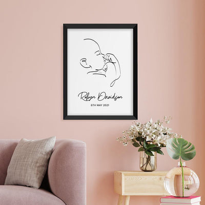 Personalised Line Art Relaxed Baby Print Wall Art - Shop Personalised Gifts