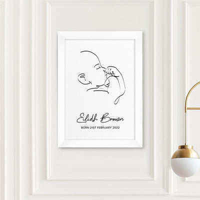 Personalised Line Art Relaxed Baby Print Wall Art - Shop Personalised Gifts