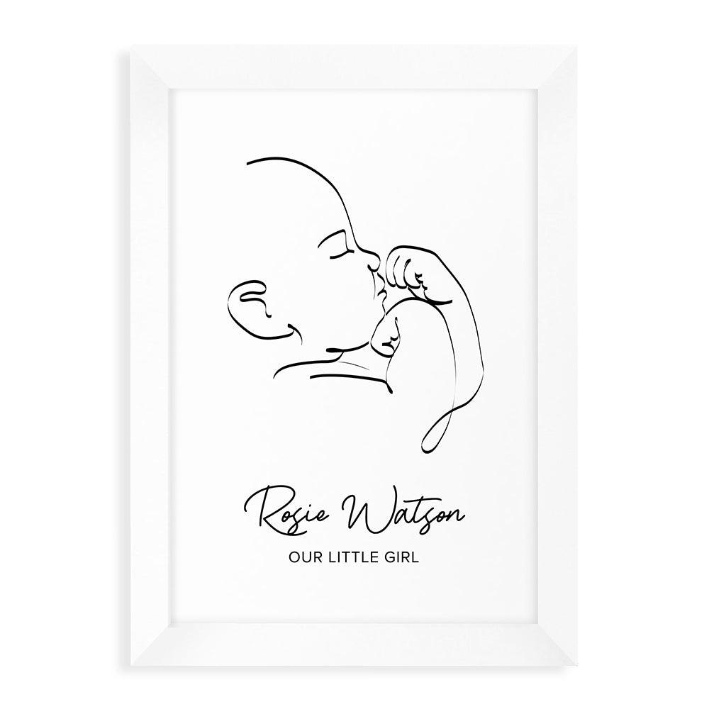 Personalised Line Art Relaxed Baby Print Wall Art - Shop Personalised Gifts