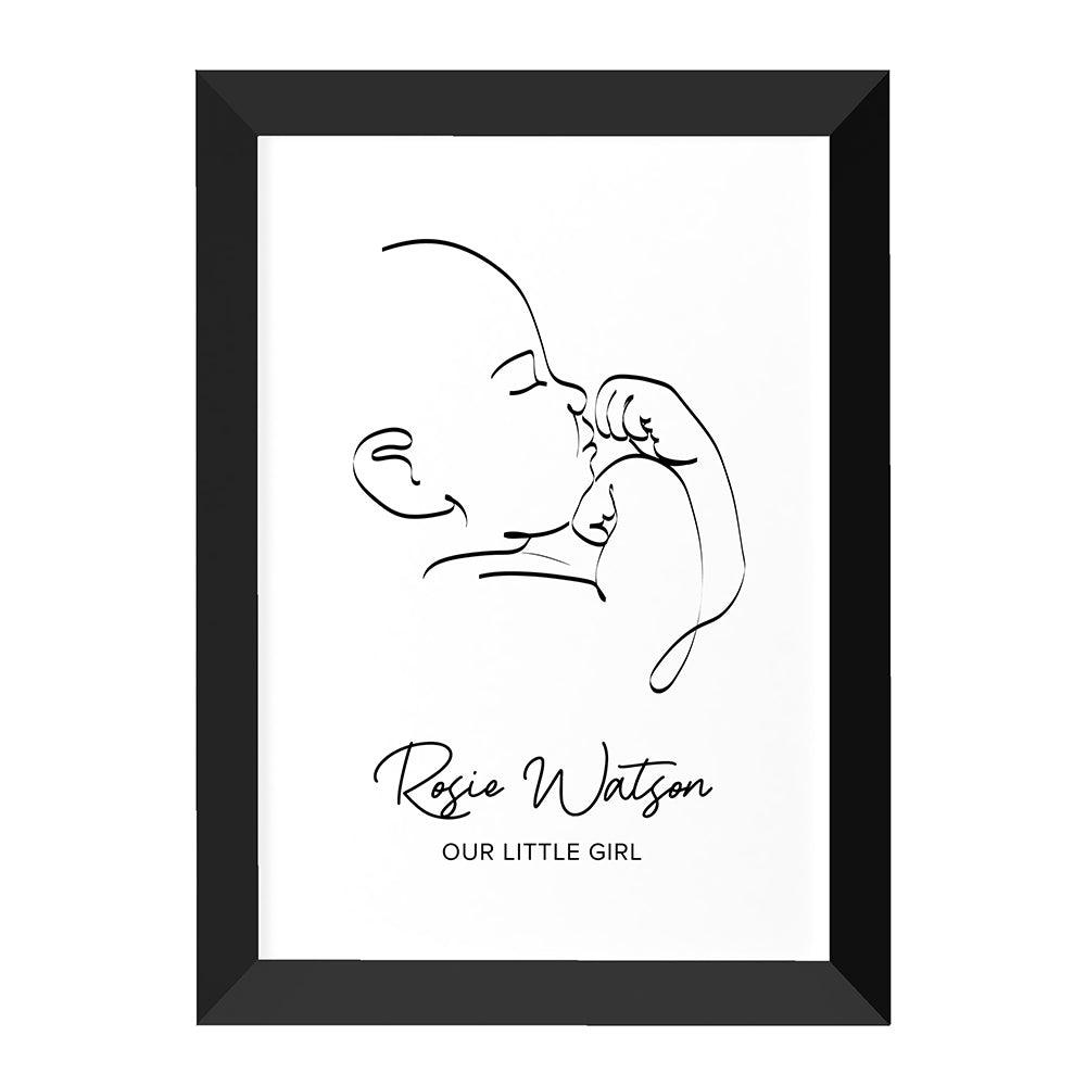 Personalised Line Art Relaxed Baby Print Wall Art - Shop Personalised Gifts