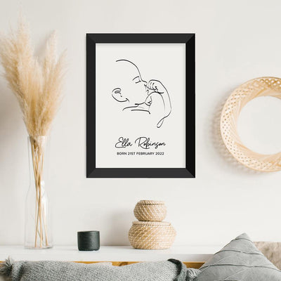 Personalised Line Art Relaxed Baby Print Wall Art - Shop Personalised Gifts