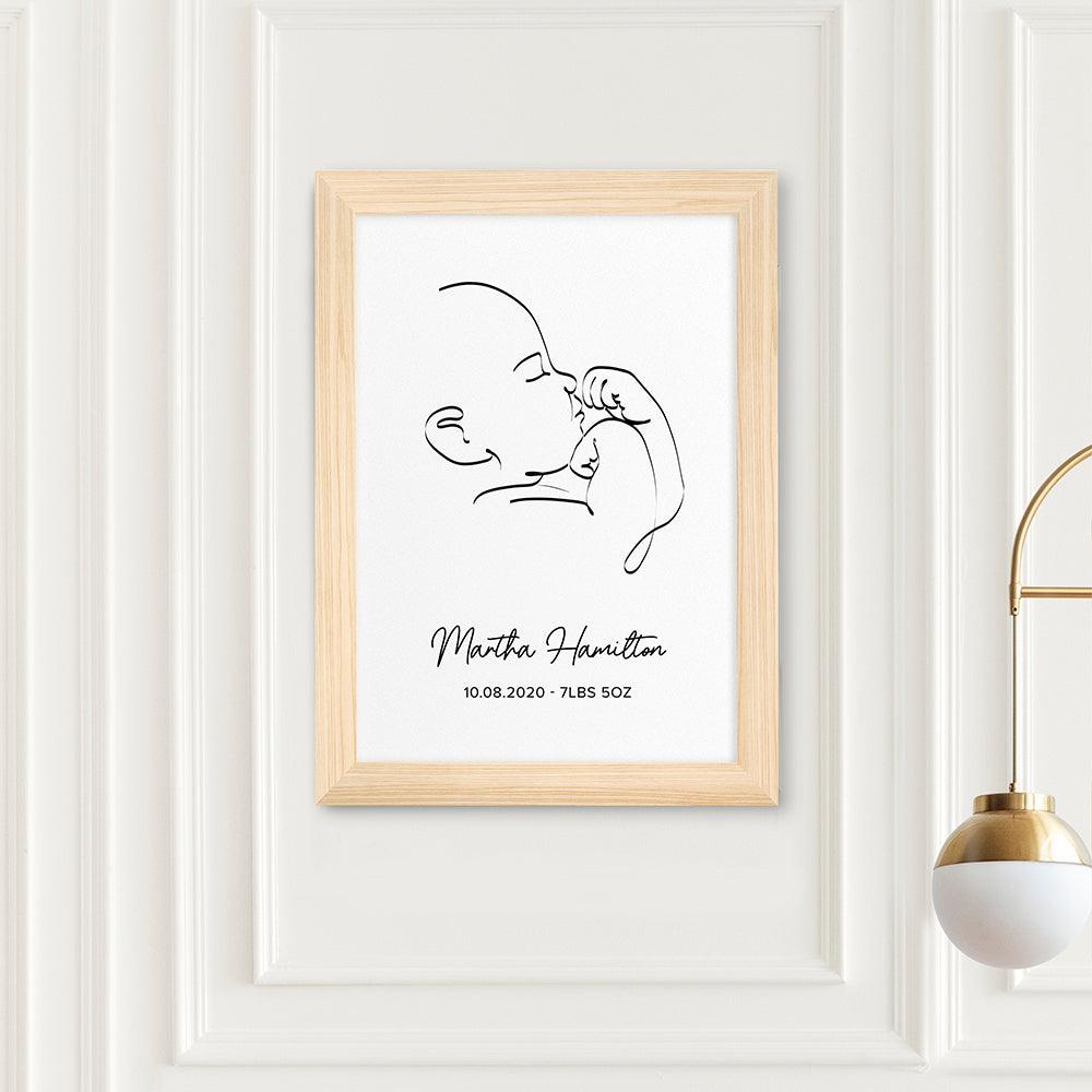 Personalised Line Art Relaxed Baby Print Wall Art - Shop Personalised Gifts