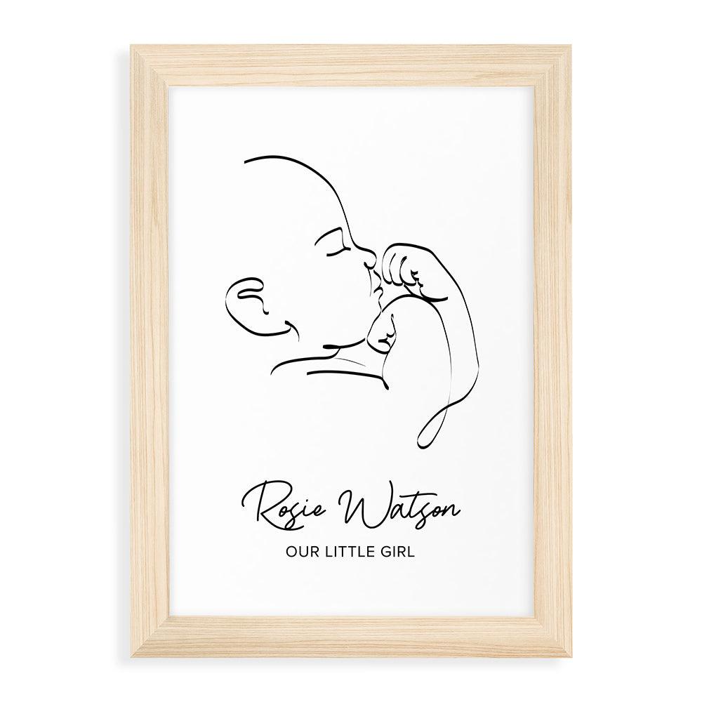 Personalised Line Art Relaxed Baby Print Wall Art - Shop Personalised Gifts