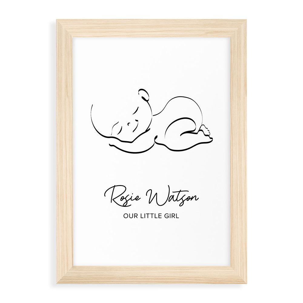 Personalised Line Art Sleeping Baby Print Wall Art - Shop Personalised Gifts