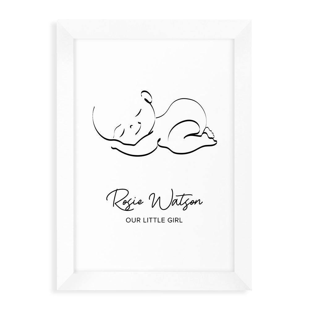 Personalised Line Art Sleeping Baby Print Wall Art - Shop Personalised Gifts