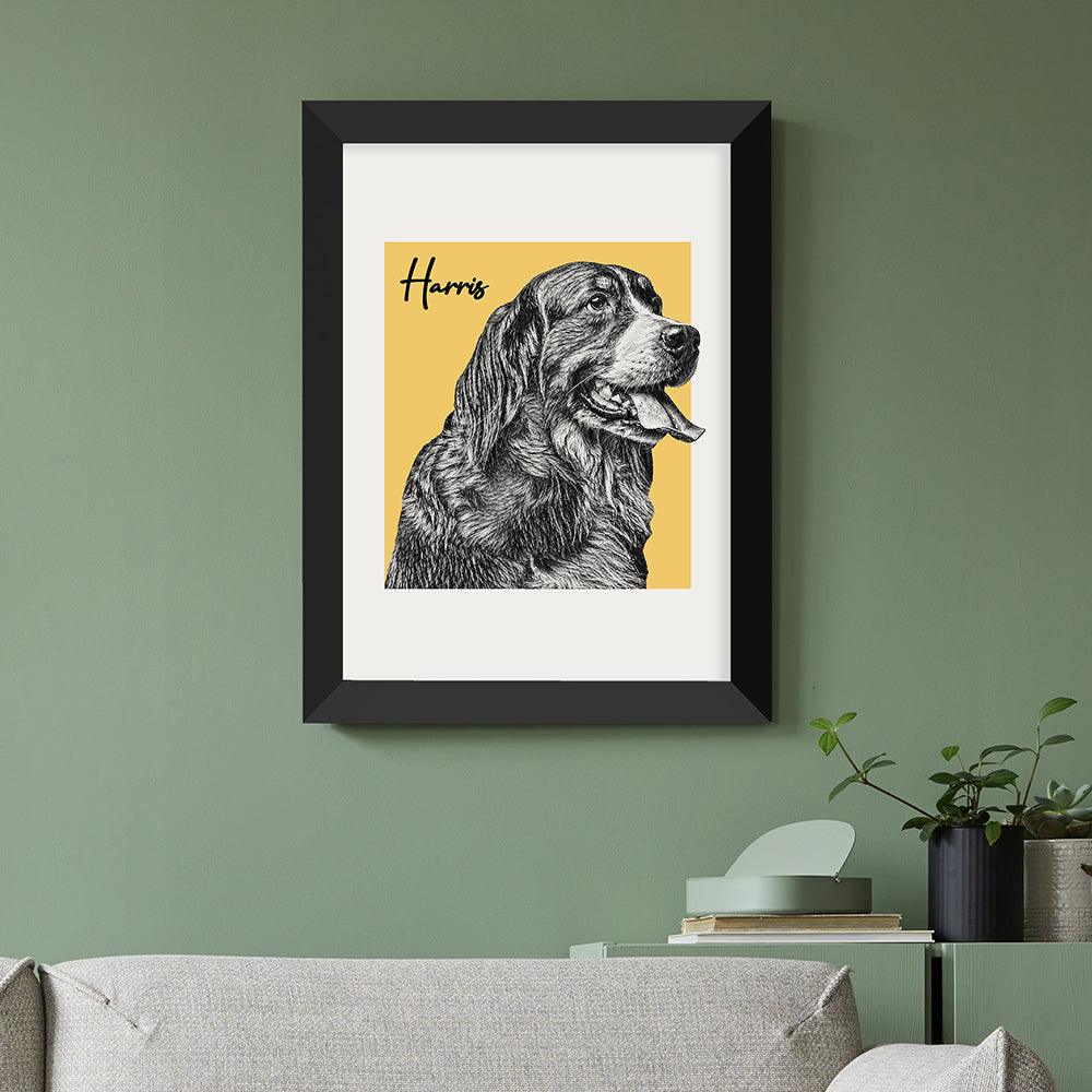 Personalised Pet Portrait Sketch A3 Print - Shop Personalised Gifts