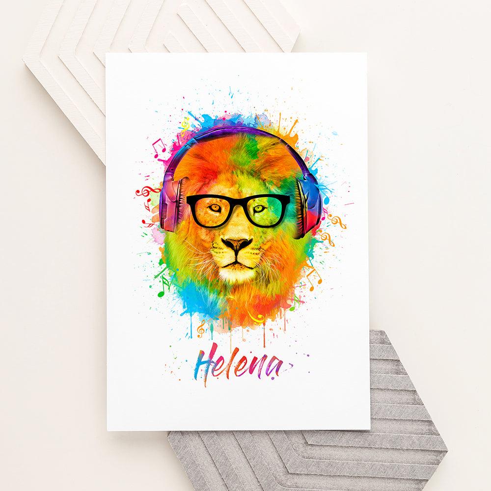 Personalised Watercolour Lion Wild Side Musical Print Wall Art - Shop Personalised Gifts