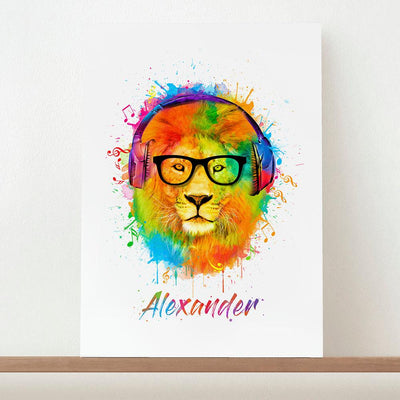 Personalised Watercolour Lion Wild Side Musical Print Wall Art - Shop Personalised Gifts