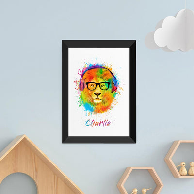 Personalised Watercolour Lion Wild Side Musical Print Wall Art - Shop Personalised Gifts