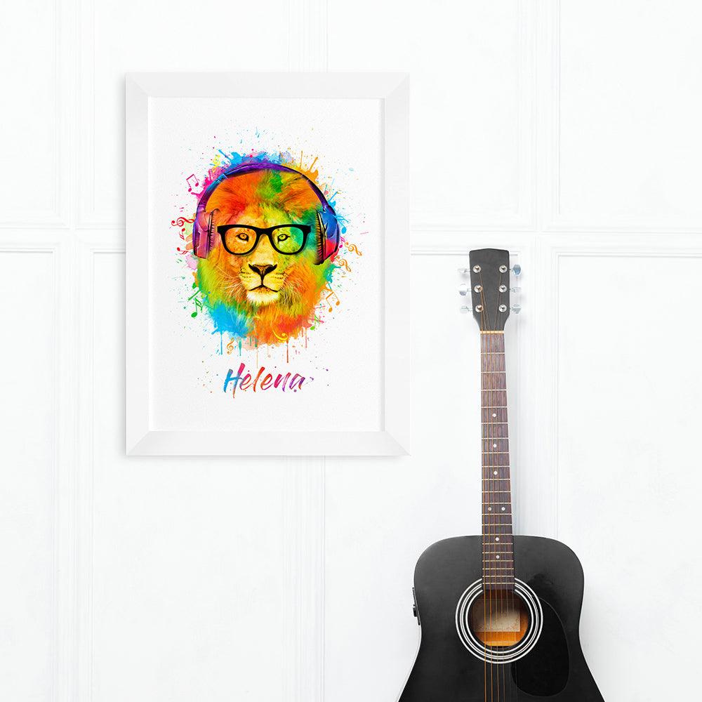 Personalised Watercolour Lion Wild Side Musical Print Wall Art - Shop Personalised Gifts