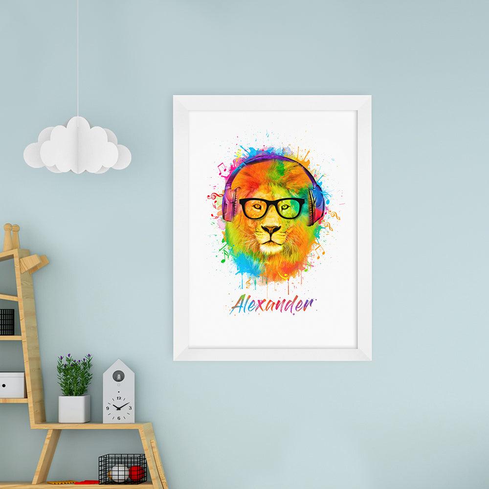 Personalised Watercolour Lion Wild Side Musical Print Wall Art - Shop Personalised Gifts